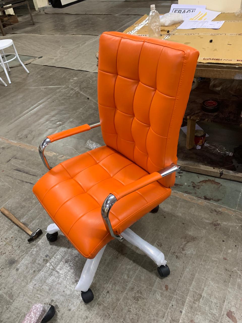 Leatherette Mid Back Executive Chair with Height Adjustable Chrome Base