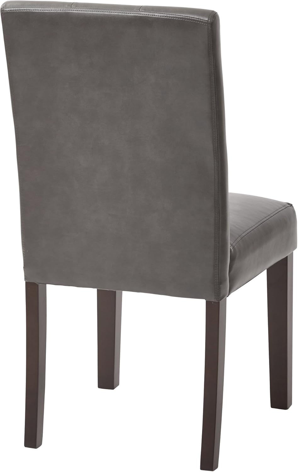 Chic Tufted Grey Faux Leather Dining Chair - Elegant Home Furniture Seating for Kitchen & Dining Room