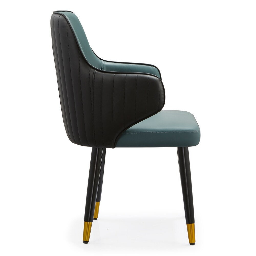 Modern Teal & Black Leatherette Dining Chair - Ergonomic Comfort for Home, Kitchen & Restaurant Furniture