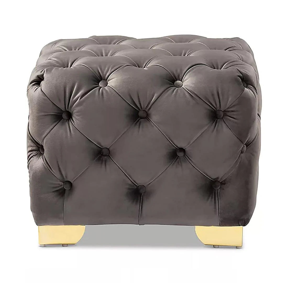 Ottoman Modern Square shape Upholstery Velvet Foot Rest Stool, Pouf for Office Home Décor for living Room, Bedroom, Office - Grey