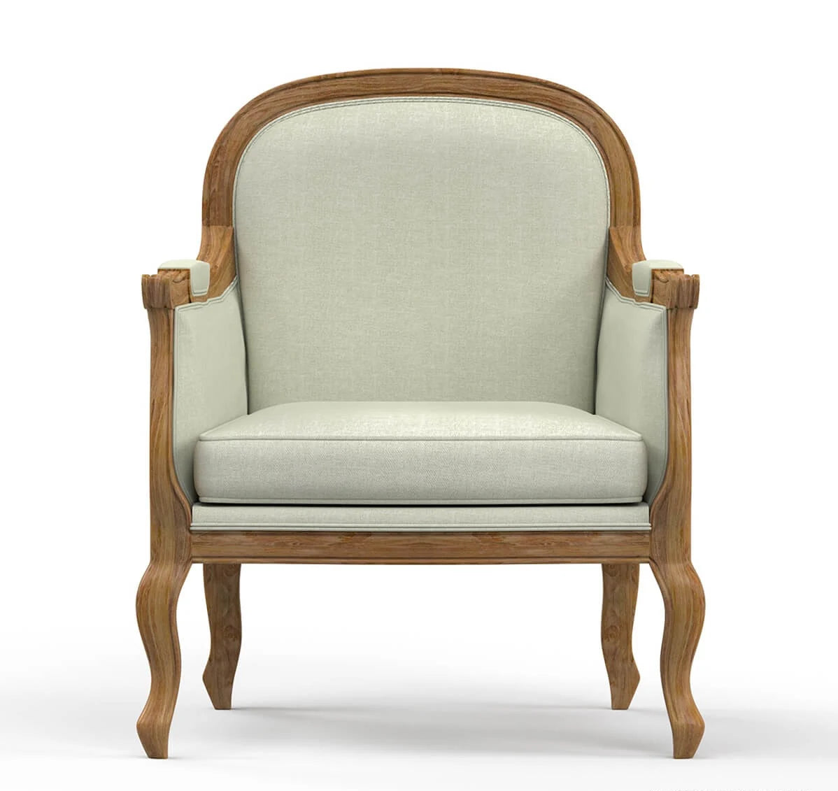 Lounge Wooden Chairs for Home Furniture Upholstery Fabric, Durable Arm Chair Premium Comfort For Living Room or Bedroom - Light Grey