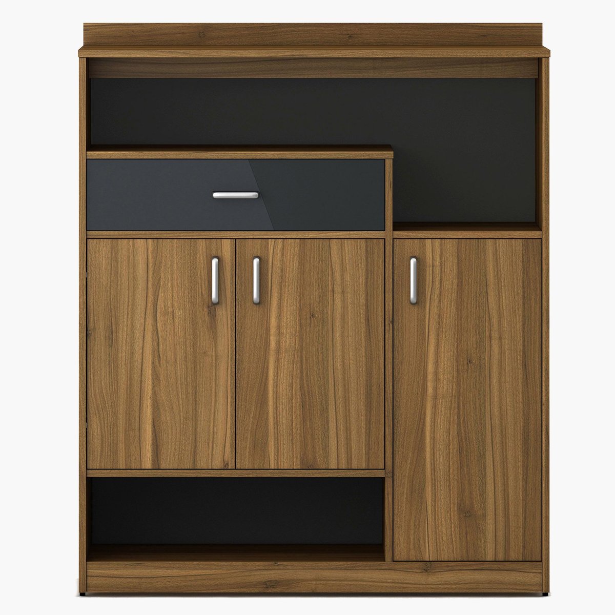 Wooden Shoes Storage Cabinet with Wooden Shelves, Urban Chic Cabinet with Soft Edges & Designer