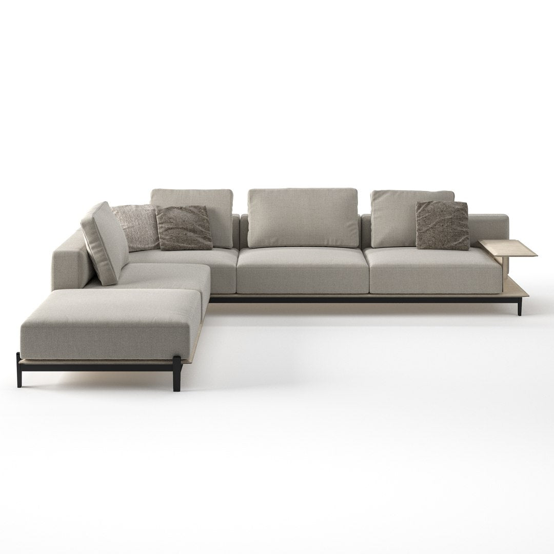 L Shape Sofa Couch For Home Furniture Upholstery Fabric Modern Durable Design For Living Room -Grey