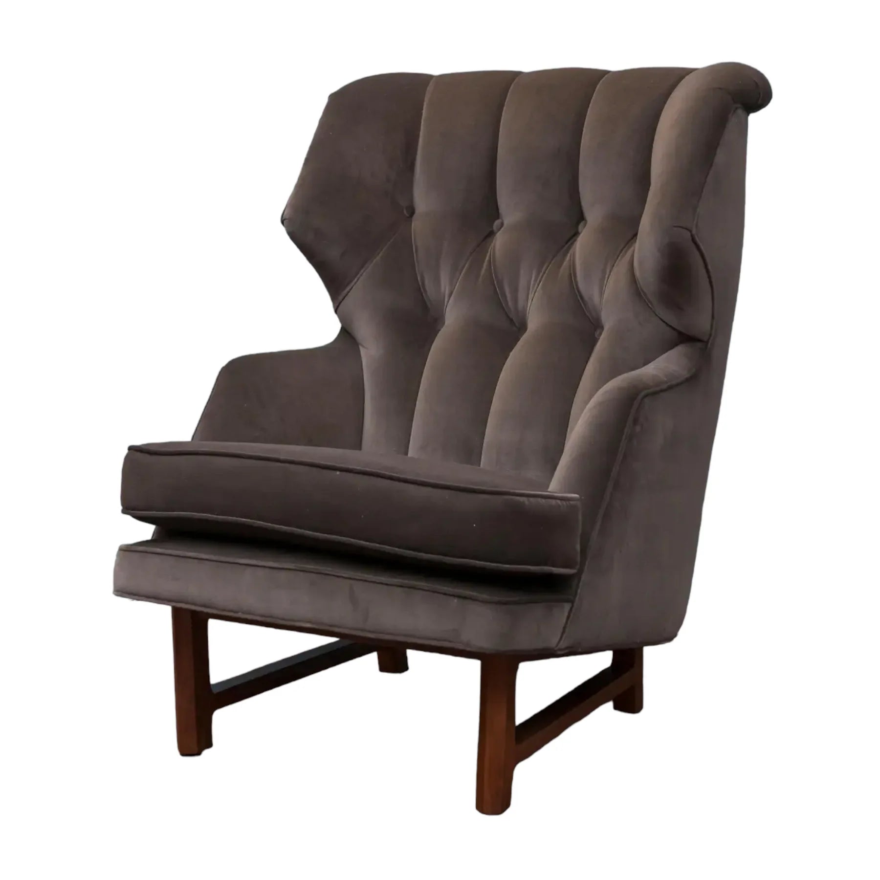 Lounge Chair , Made in High Quality Upholstery Velvet, Durable Modern Design Wing Chair For Living Room or Bedroom - Dark Grey