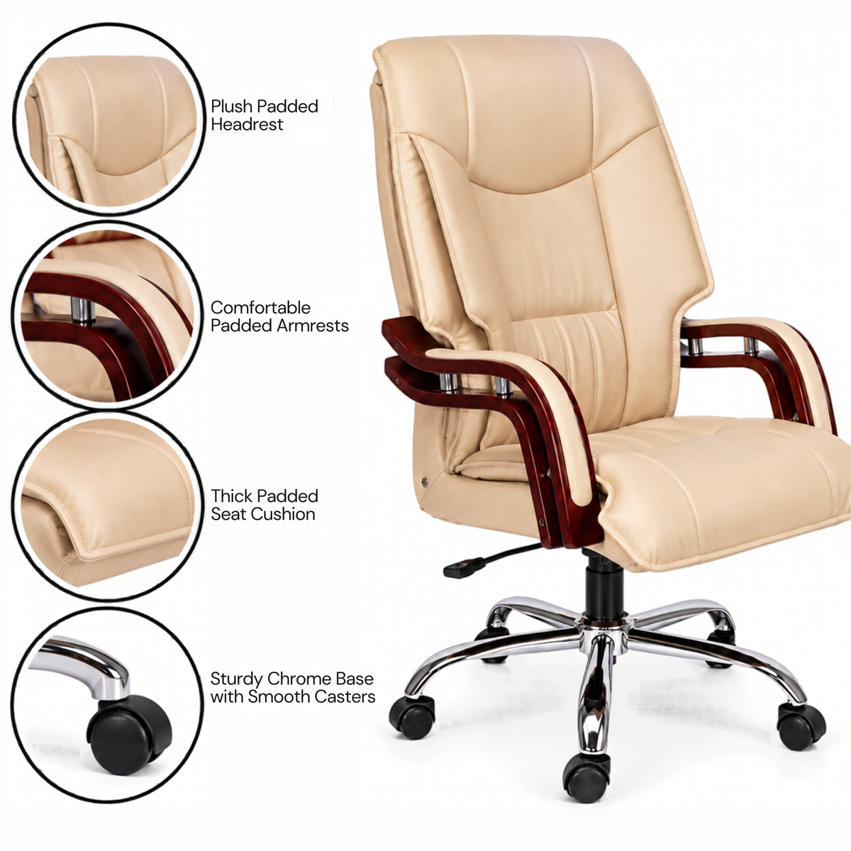 High Back Office Chair Leatherette Base