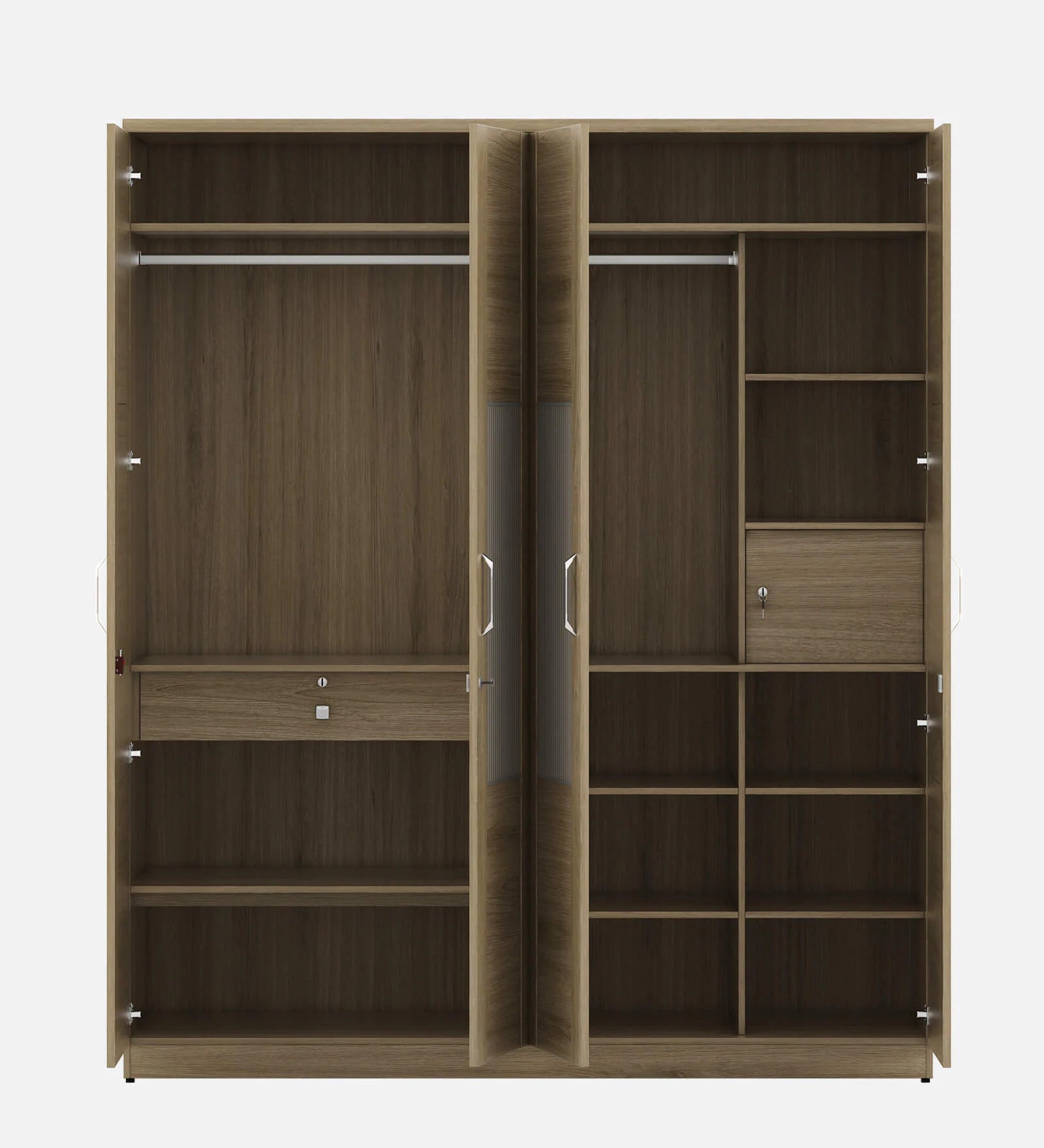 Wardrobe 4‑Door with Stylish Design, Drawers & Shelves, with Multi-Storage Options
