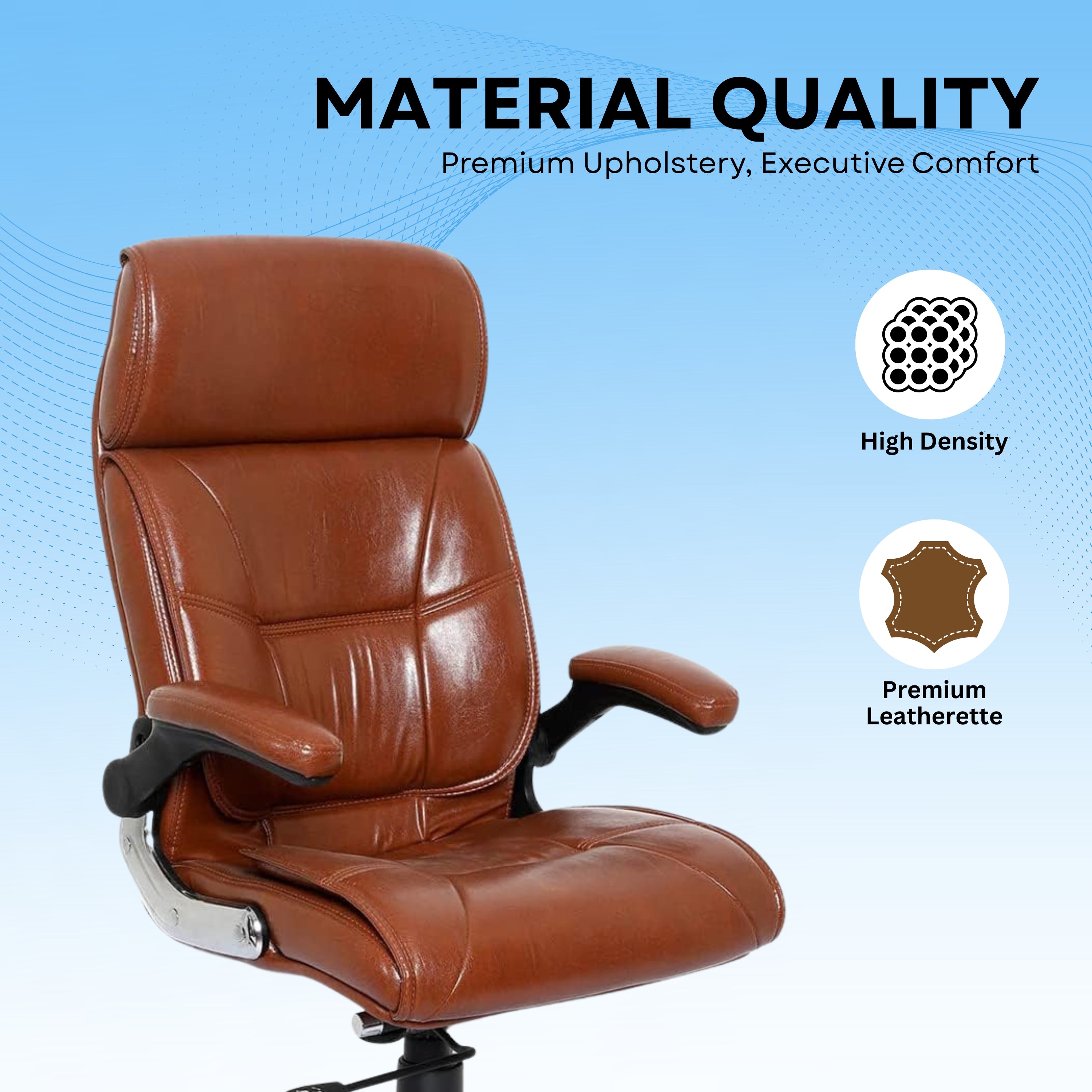 High Back Director Office Chair Ergonomic Leatherette Executive Chair with Adjustable Armrests, Comfortable Revolving Desk Chair for Office