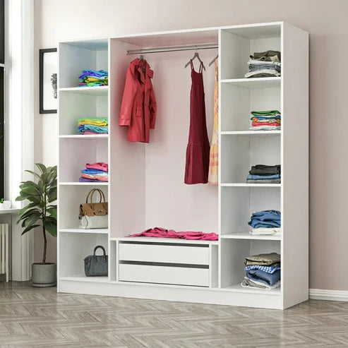 Wardrobe for Effortless Style Premium 4-Door Mirrored Wardrobe, Ideal for Contemporary Compact Bedrooms
