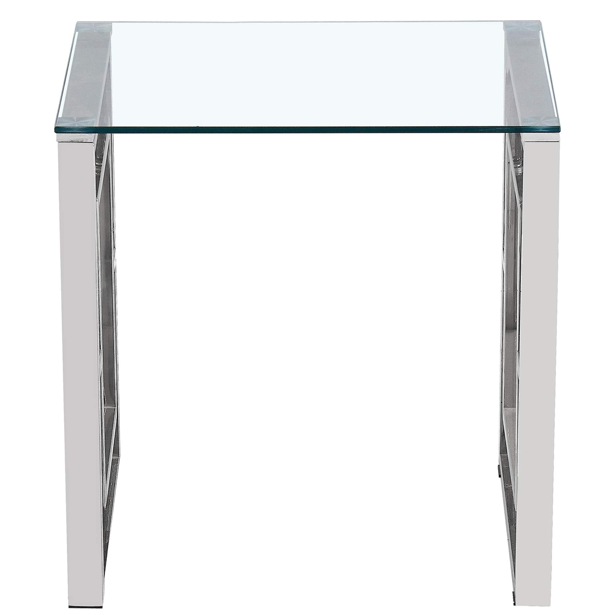 ধাতব ফ্রেম সহ কাচের সাইড টেবিল