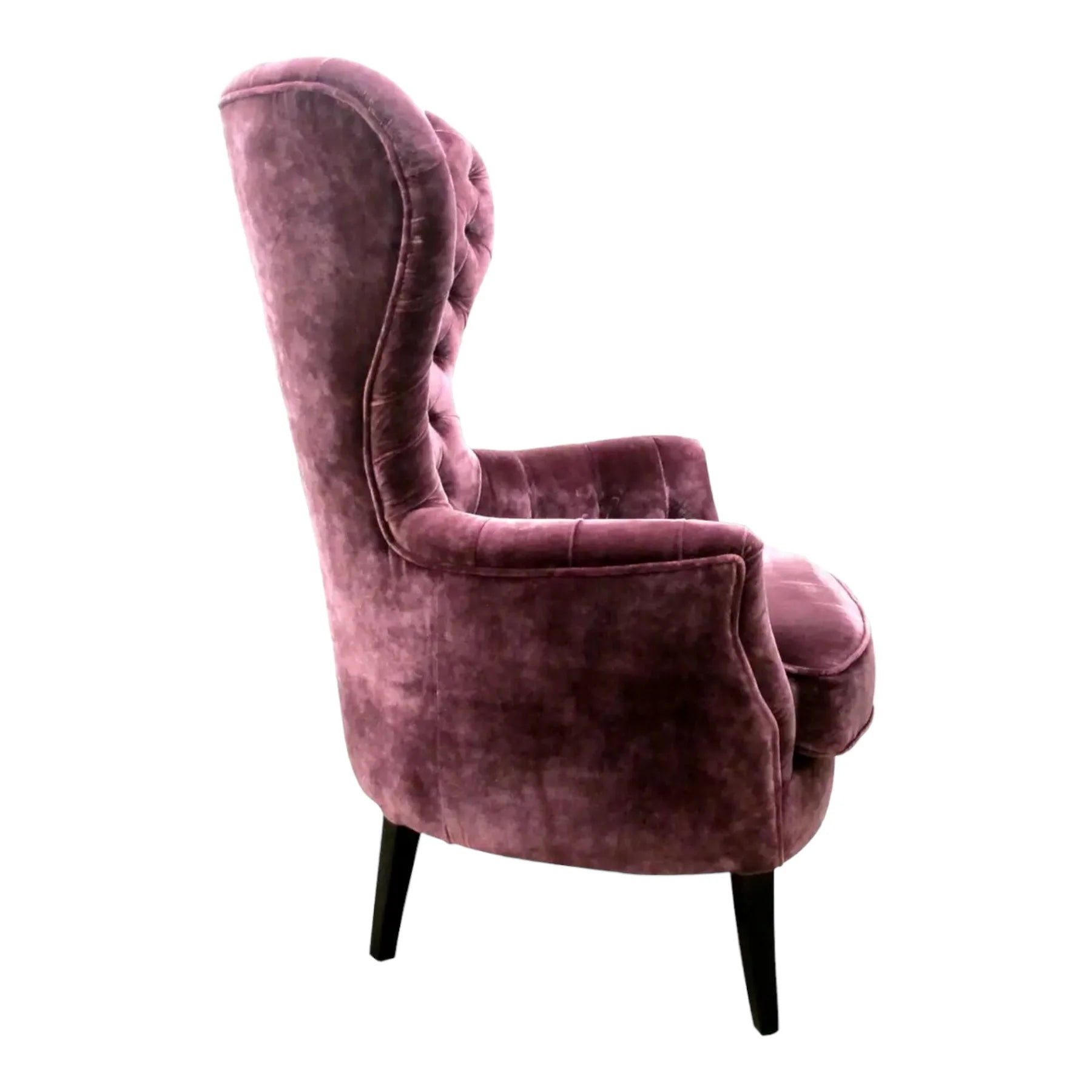 Lounge Chairs for Home Made in High Quality Upholstery Velvet, Durable Luxury Design Wing Chair For Living Room or Bedroom - Purple
