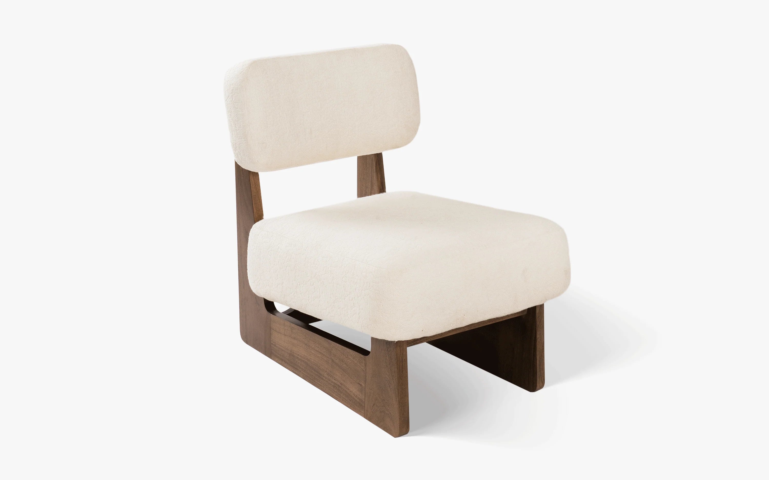 Lounge Wooden Chairs Modern and durable Armless Chairs Upholstered in Fabric & For Living Room or Bedroom - Off White