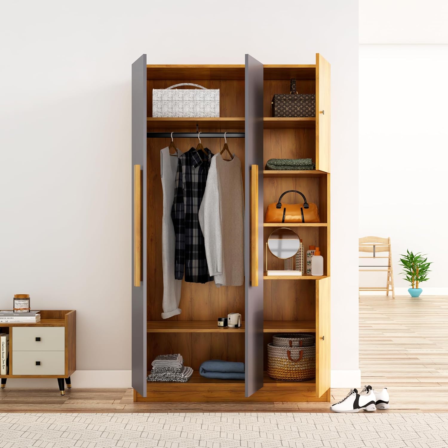 Wardrobe for Compact Bedroom Wardrobe 2 Door Almirah with Drawers for Modern Apartments.