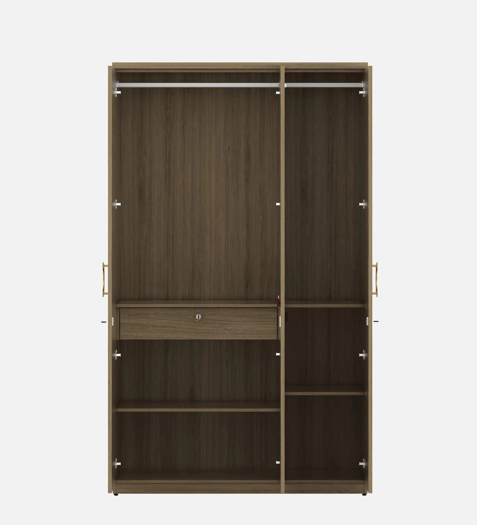 Wardrobe 3‑Door with Stylish Design, Drawers & Shelves, with Multi-Storage Options with Mirror