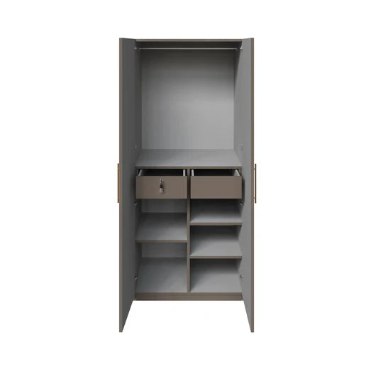 Wardrobe 2-Doors Modern Design with Soft-Close Hinges, Designer Handles, and Elegant Bedroom Storage