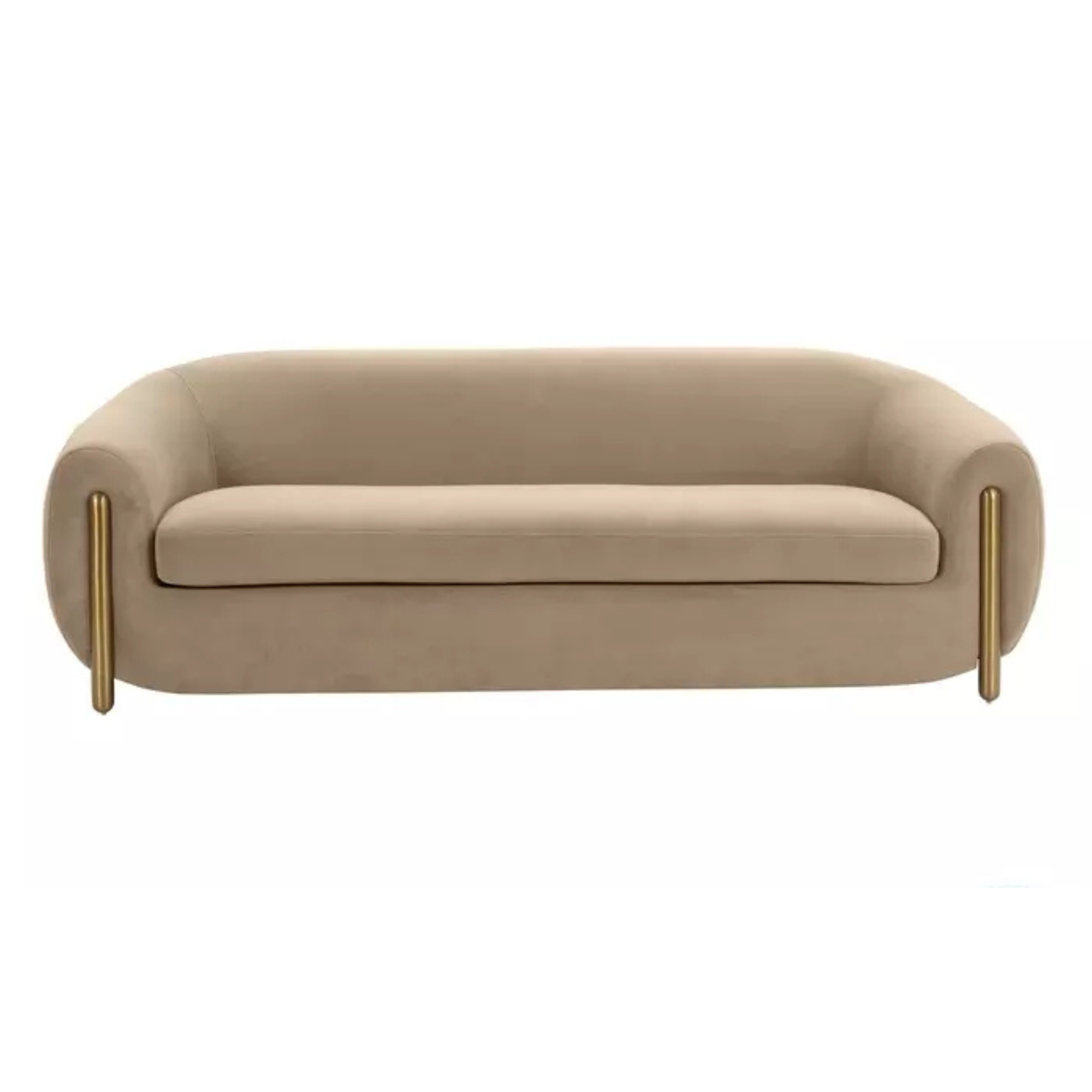 3 Seater Sofa For Home Furniture, Upholstery Velvet Modern and Durable Design For Living Room and Office- Beige