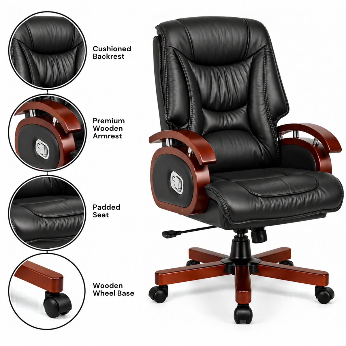 Ergonomic Director Chair: Modern Design, Plyboard & Leatherette, Recliner, Height Adjustable, Fixed Armrest & Revolving for Ultimate Comfort