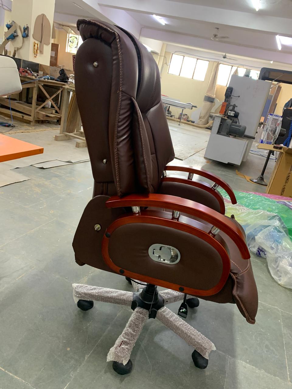 High Back Director Chair with Height Adjustable Wooden Base