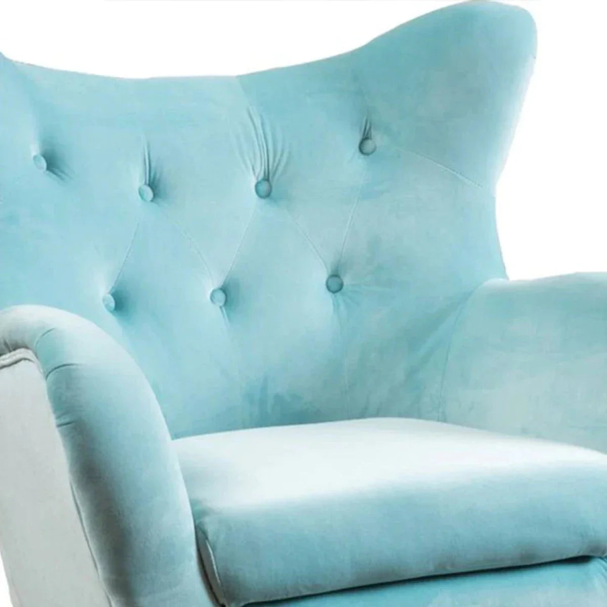 Lounge Chair Sofa, Upholstery Velvet , Durable Modern Design Wing Chair For Living Room or Bedroom - Sky Blue