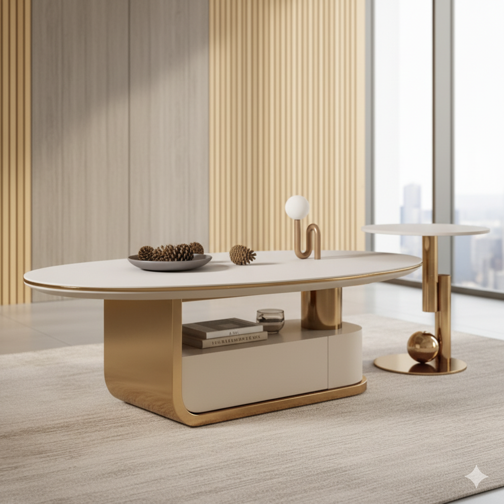 Center Table with Italian Design Providing Extra Utility Space for Decorative and Functional Items