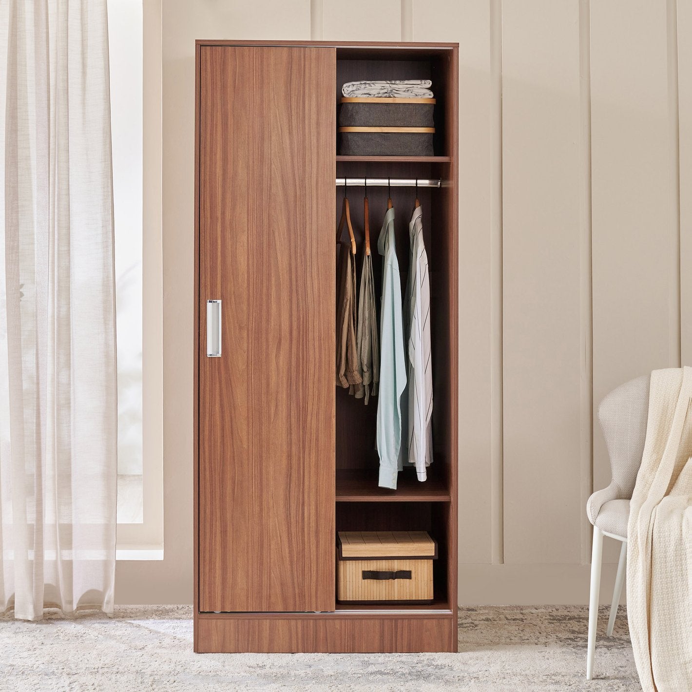 Wardrobe for Home 2-Door Modern Space-Saving Multi-Functional Compartments for Organized Storage
