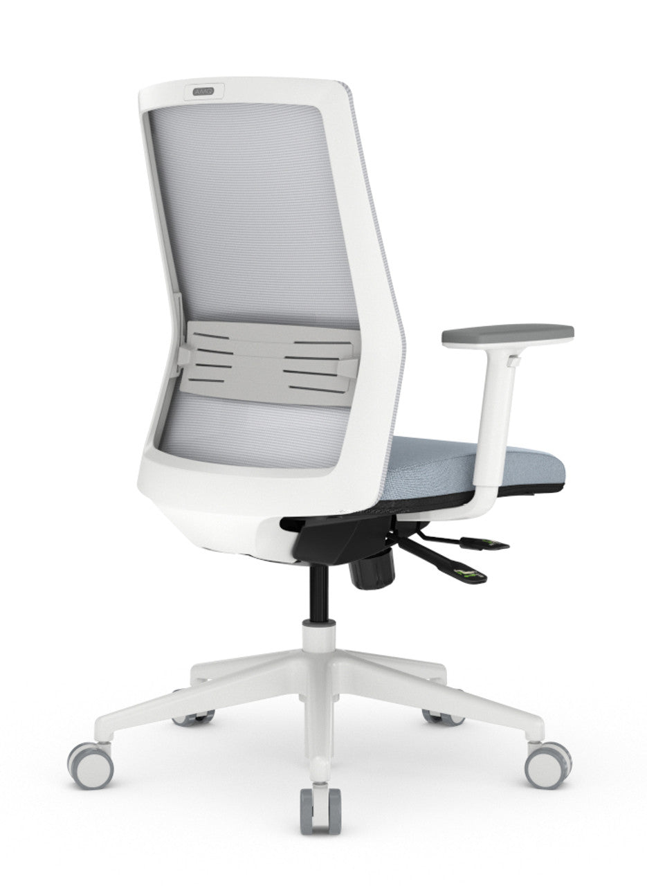 Ergonomic Executive Task Chair Synchro-Tilt Recline, Adjustable Lumbar & Sliding Seat, Washable Covers, 300 lb. Capacity, Multiple -Grey