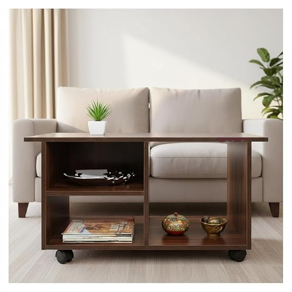 Center Table with Wooden Top Blending Industrial Strength and Modern Elegance Together