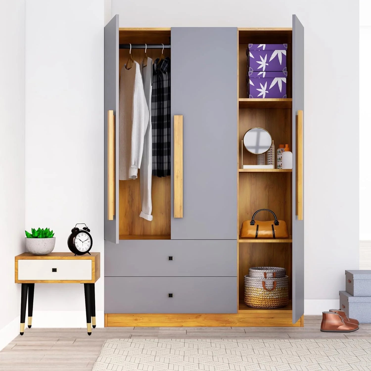 Wardrobe for Compact Bedroom Premium Design-Wardrobe with Premium Finish.