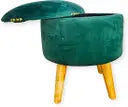 Pouffes Sitting Stool for Living Room, Make up Table Wooden Ottoman Stools, Footstool, Decoration & Dressing Table - See Green