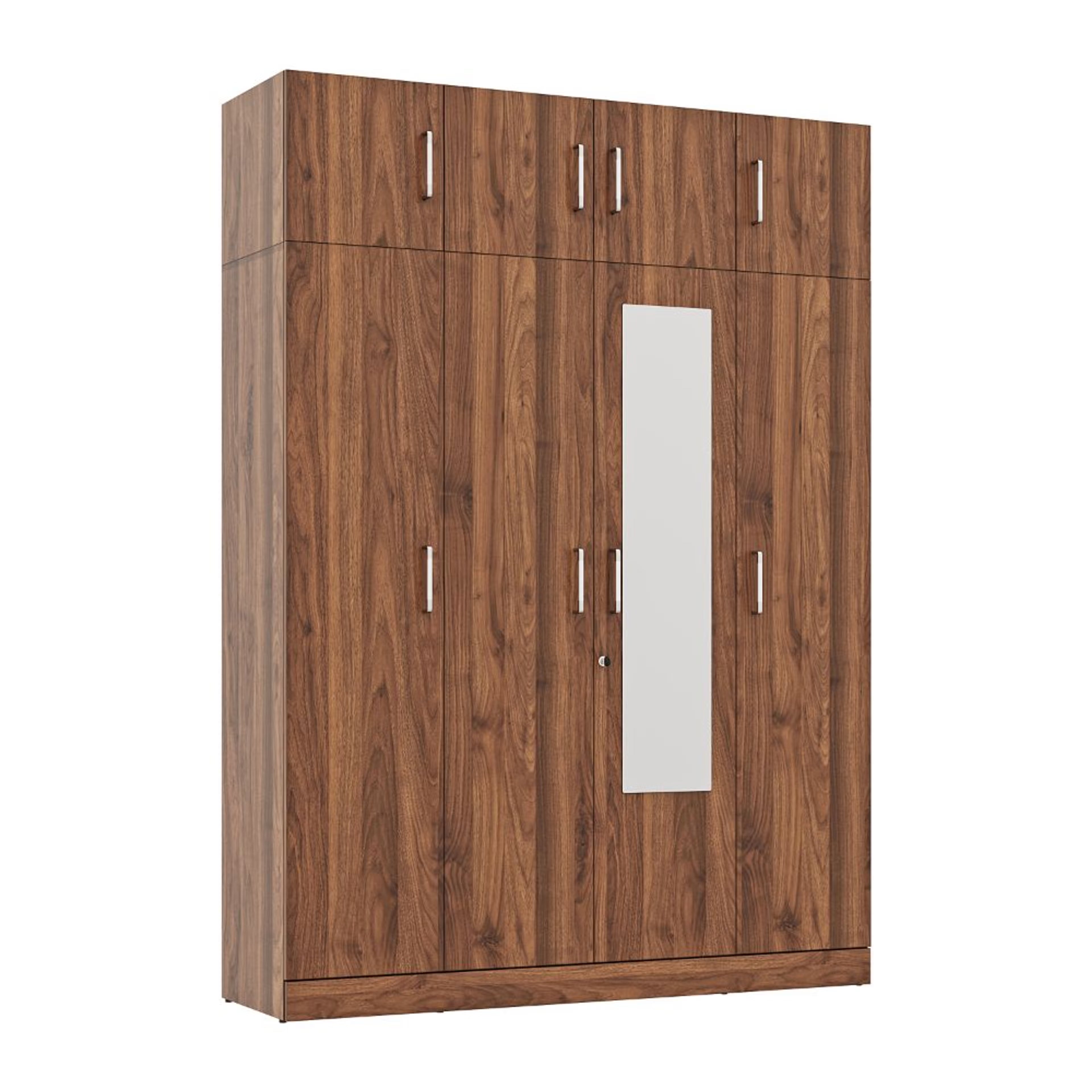 Wardrobe for Home Furniture Made in Particle Board & Matte Finish with 4 Door  and Mirror
