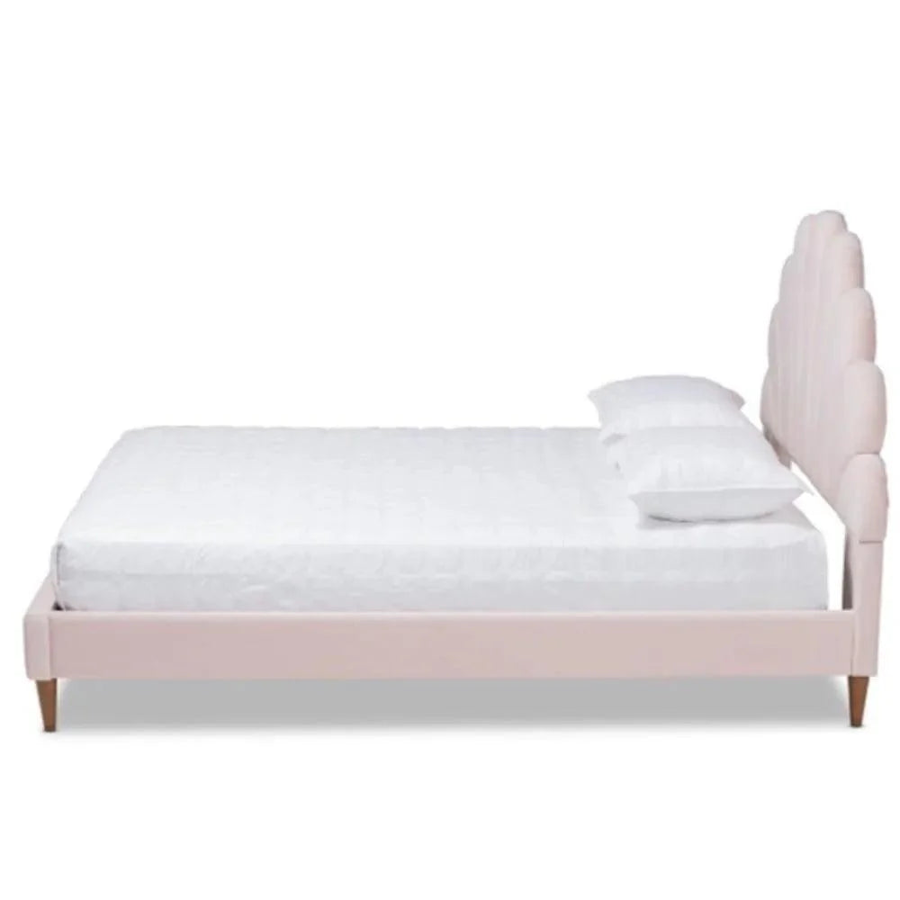 Velvet Upholstery King Size Bed - Solid wood, plywood, and MDF, Headboard for a Stylish