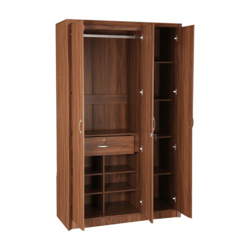 3 Door Wooden Wardrobe with Mirror -