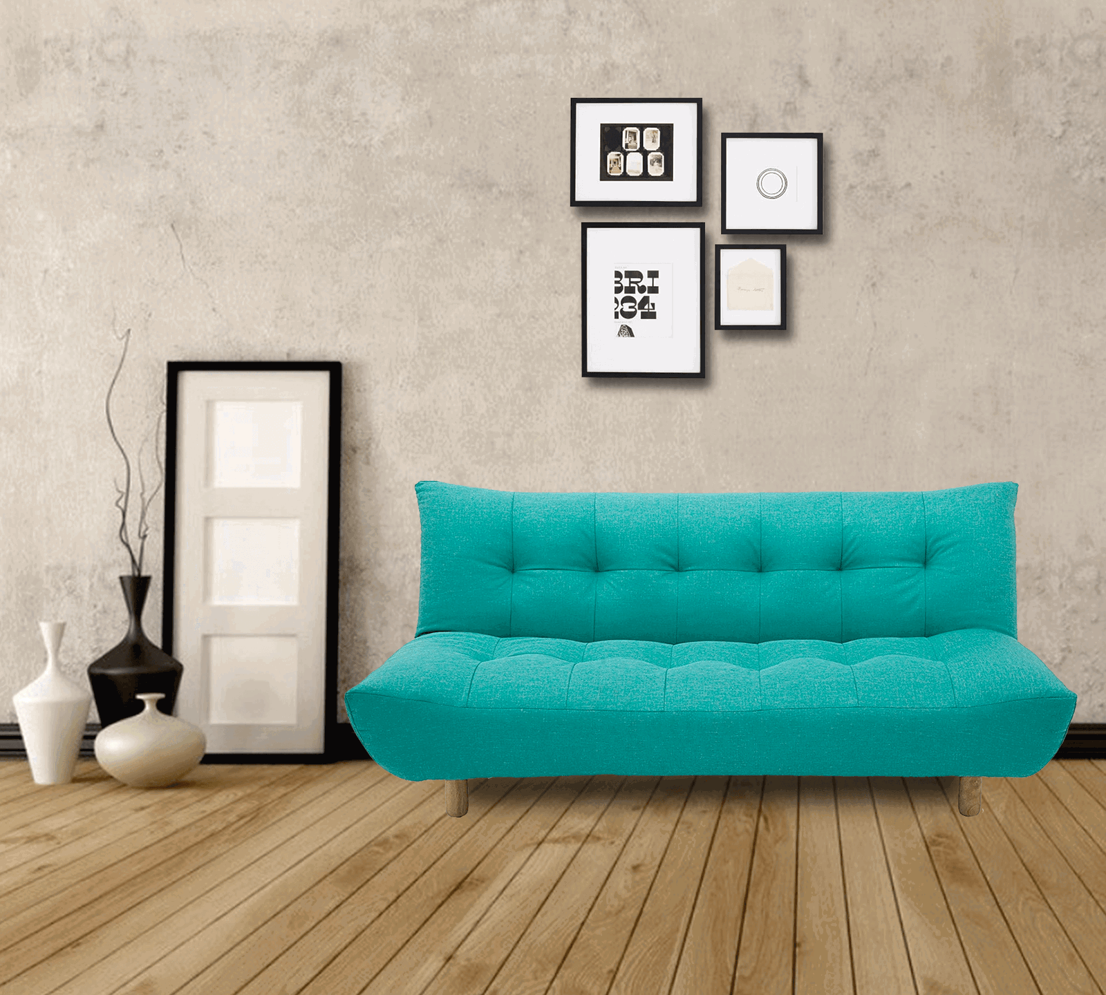 3 Seater Fabric Sofa Cum Bed in Wooden Frame -