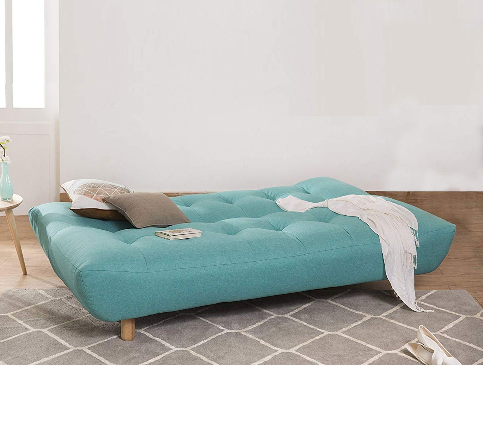 3 Seater Fabric Sofa Cum Bed in Wooden Frame -