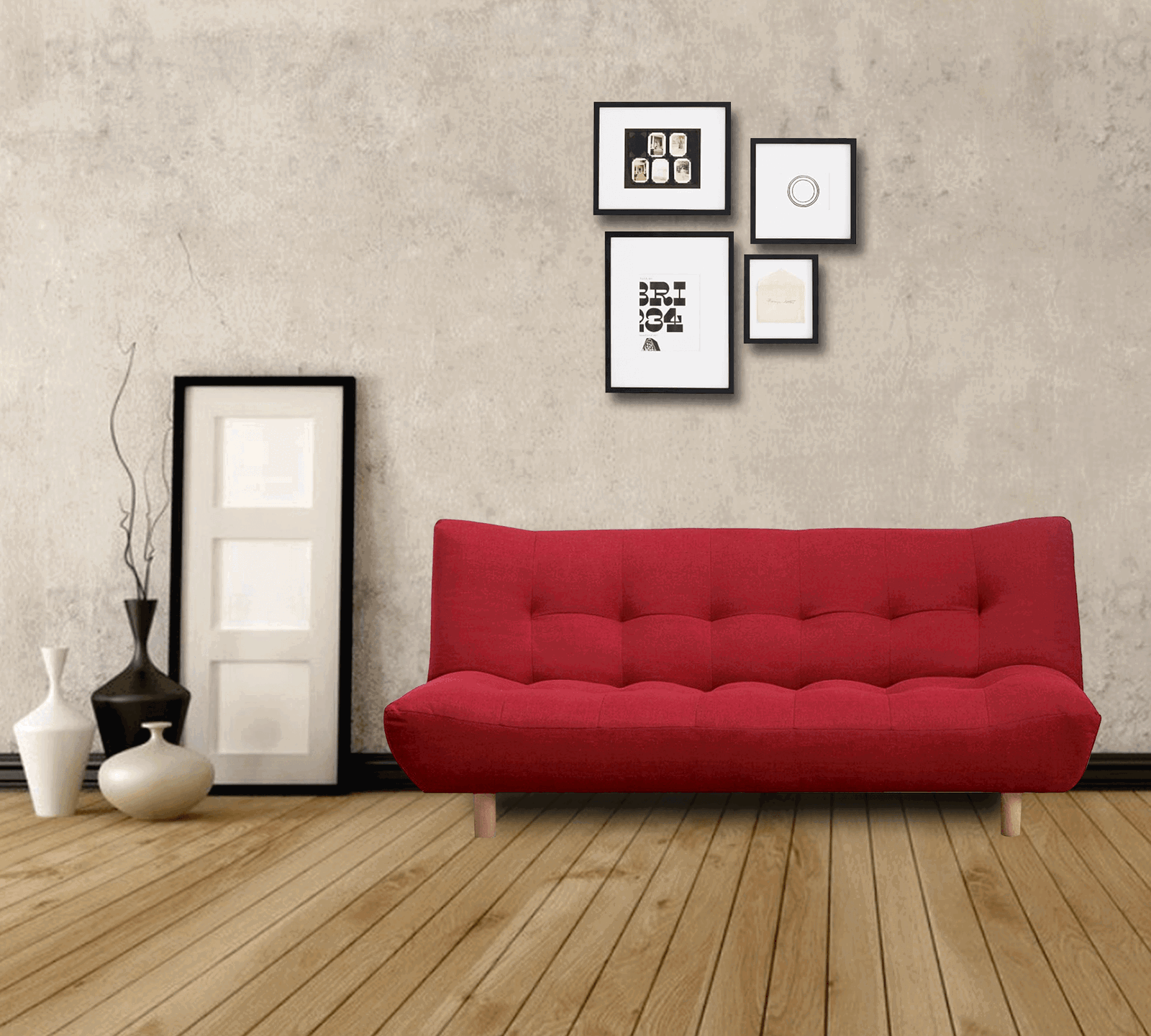 3 Seater Fabric Sofa Cum Bed in Wooden Frame -