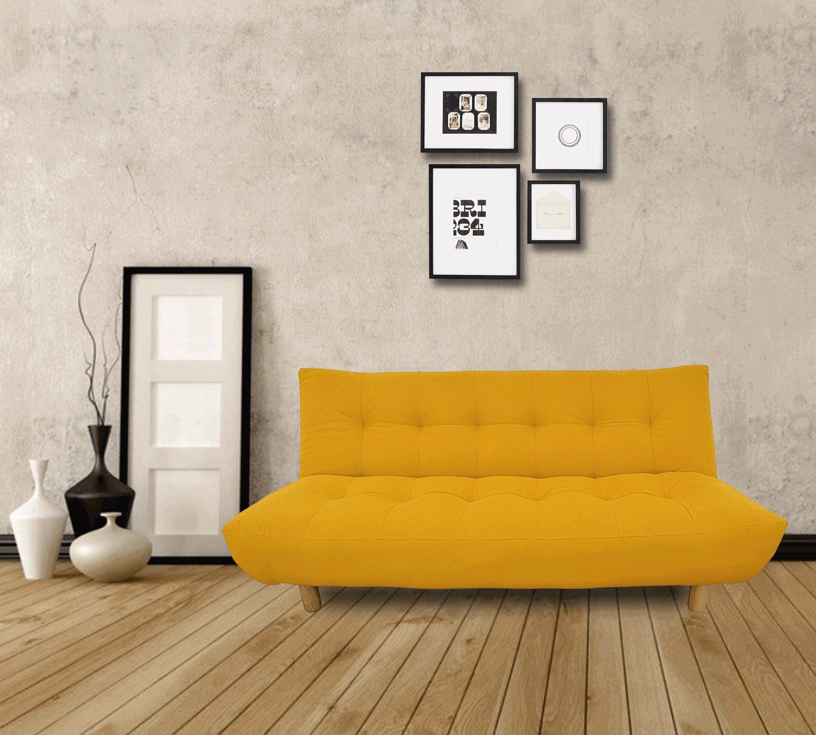 3 Seater Fabric Sofa Cum Bed in Wooden Frame -
