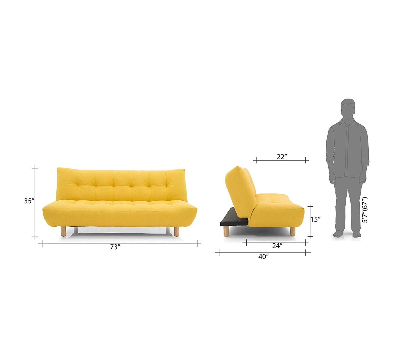 3 Seater Fabric Sofa Cum Bed in Wooden Frame -