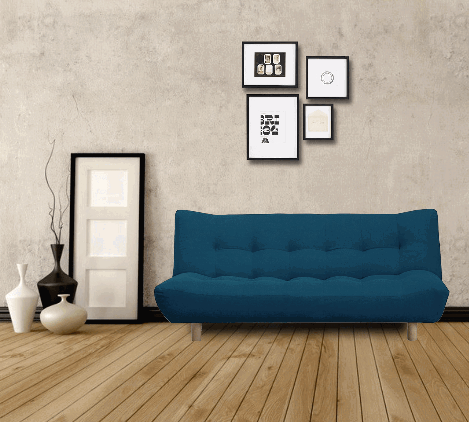 3 Seater Fabric Sofa Cum Bed in Wooden Frame -