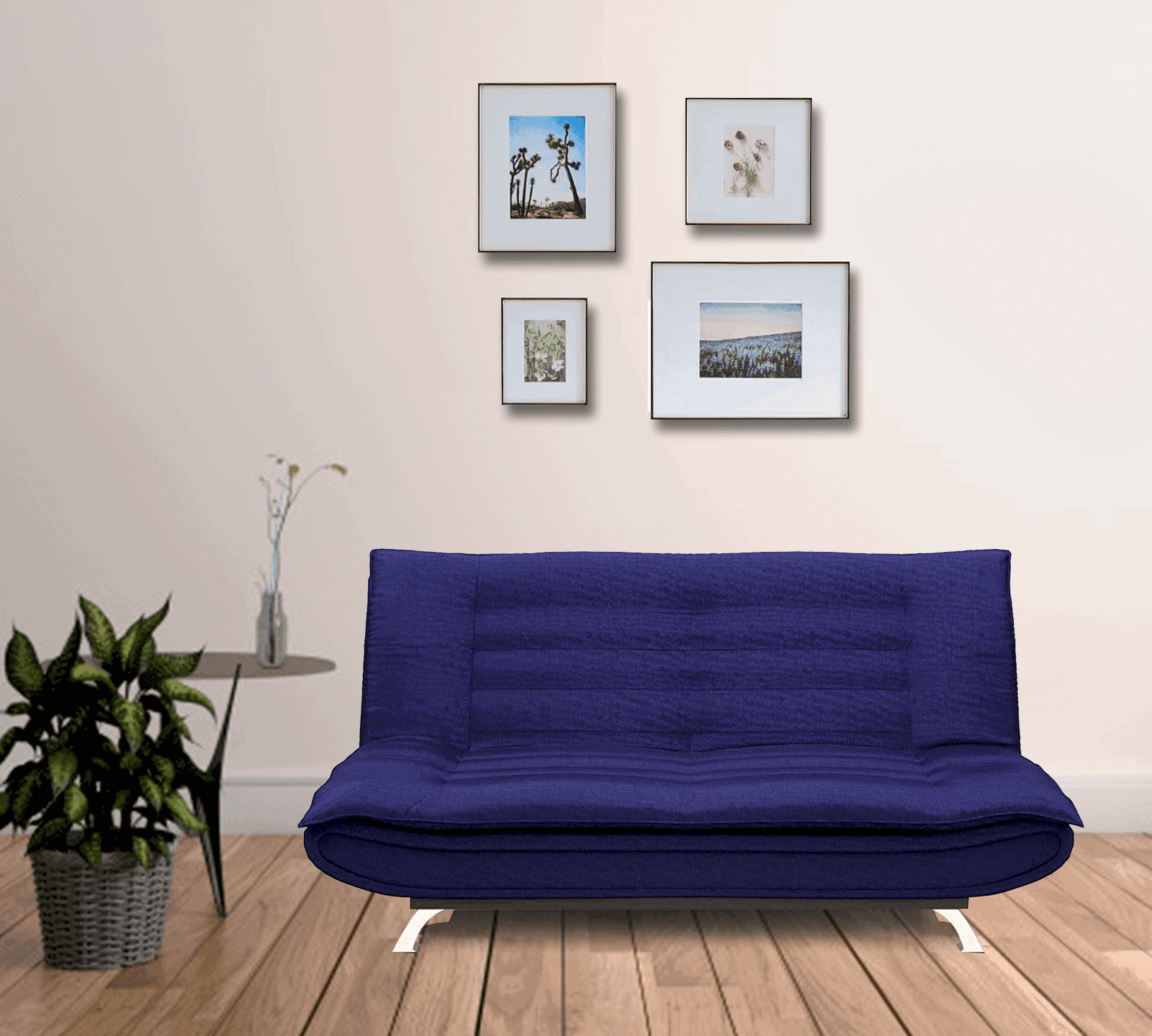 3 Seater Fabric Sofa Cum Bed in Wooden Frame -