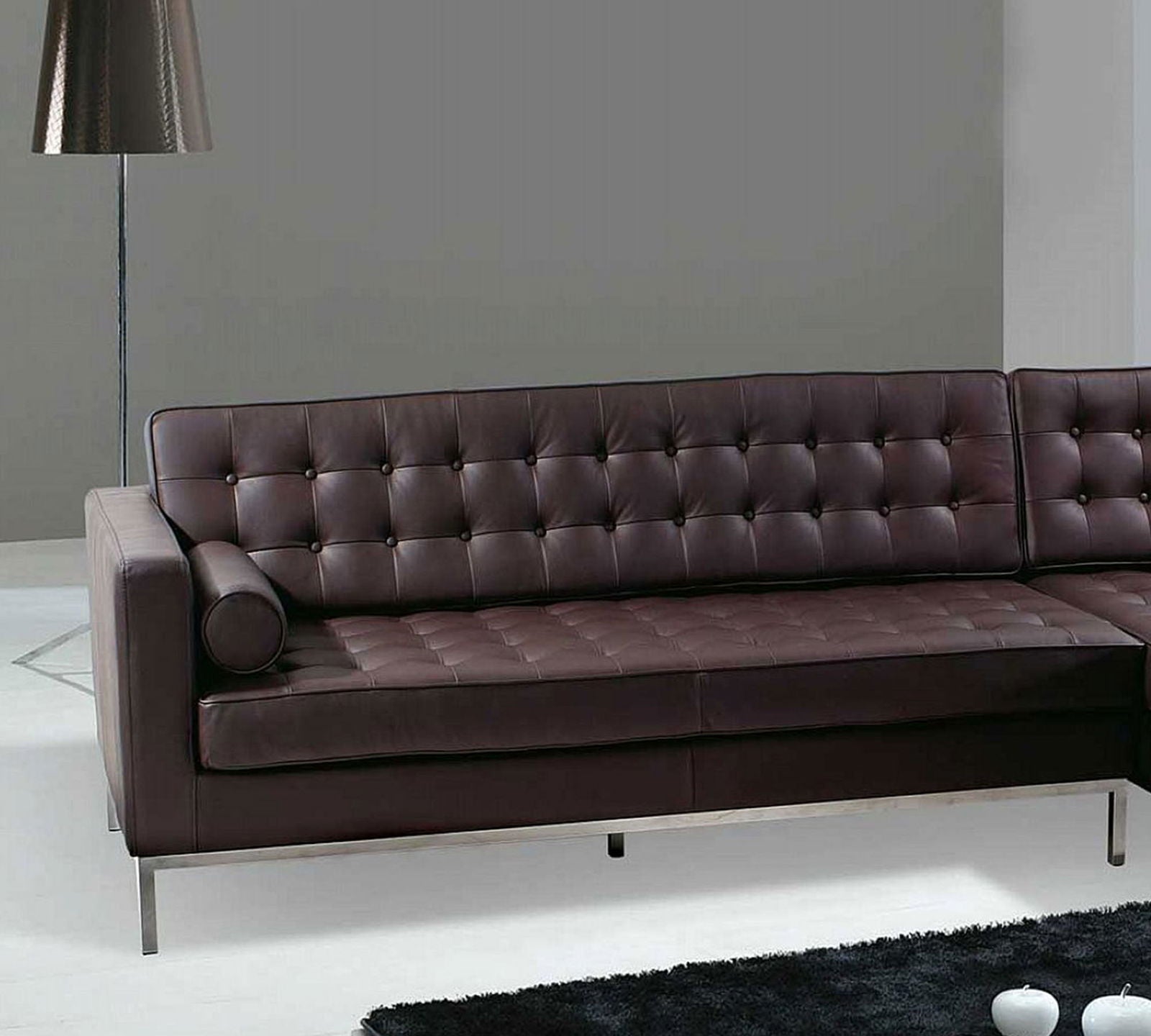 3 Seater Fabric Sofa L Shaped Wooden Frame Metal Legs -