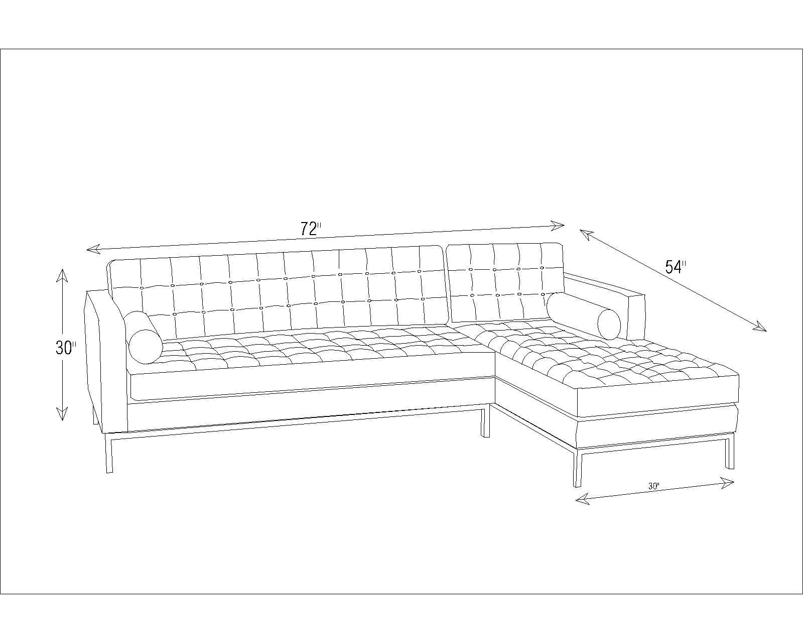 3 Seater Fabric Sofa L Shaped Wooden Frame Metal Legs -