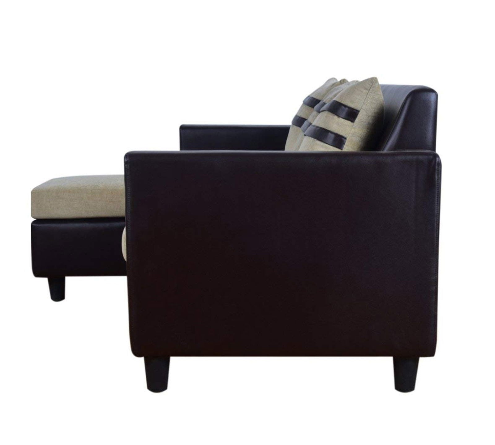 3 Seater Fabric Sofa With Chaise in Wooden Frame Base -