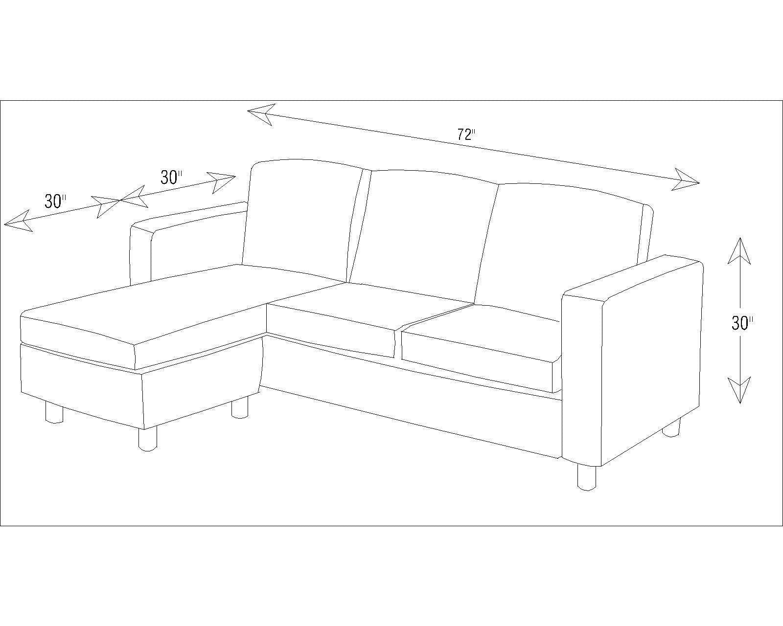 3 Seater Fabric Sofa With Chaise in Wooden Frame Base -