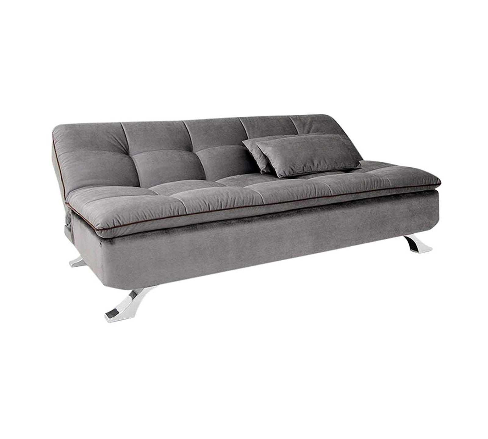 3 Seater Fabric Sofa cum Bed with Metal Legs Base -