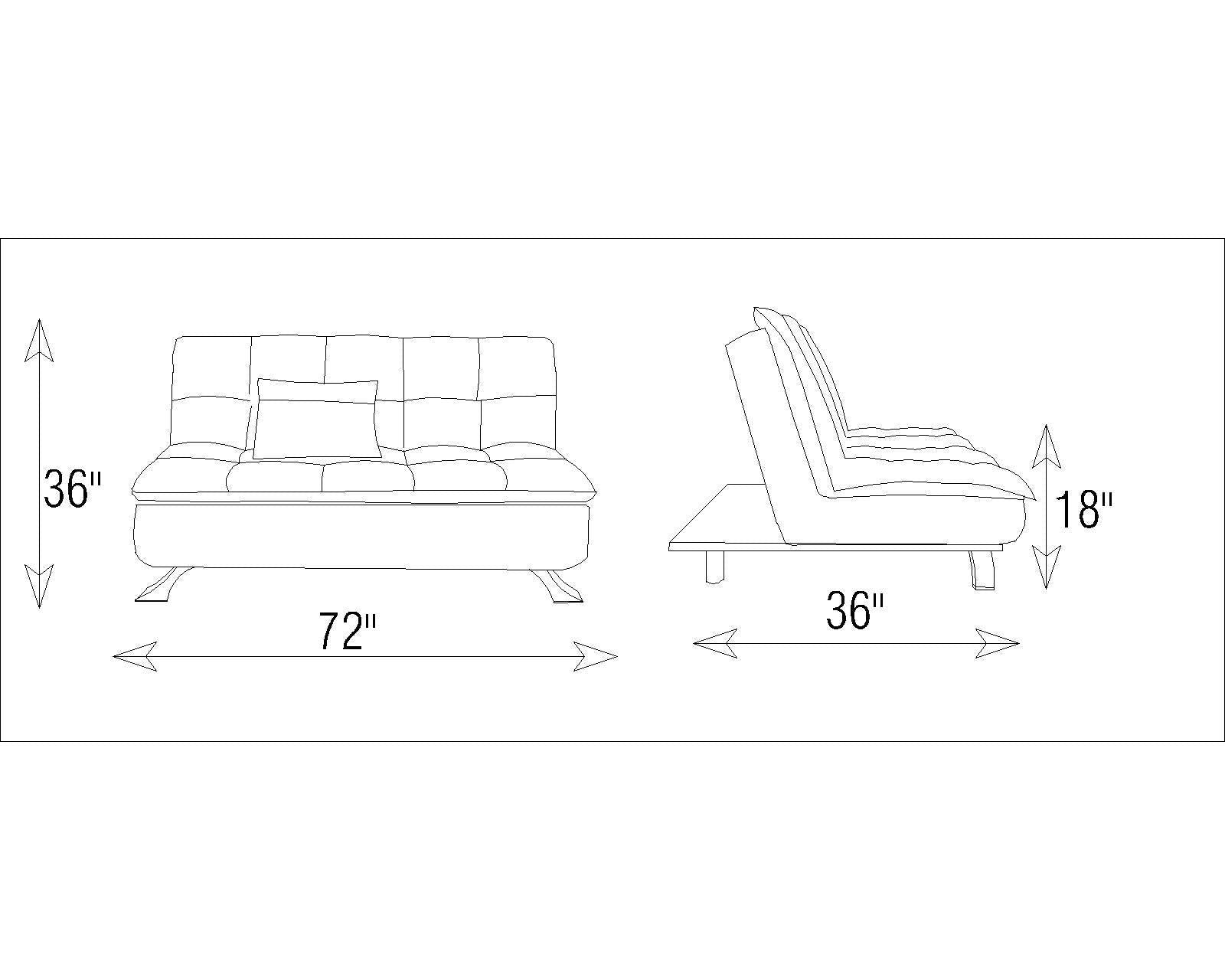 3 Seater Fabric Sofa cum Bed with Metal Legs Base -