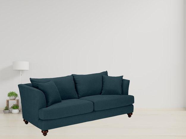 3 Seater Fabric Sofa in Wooden Frame Base -