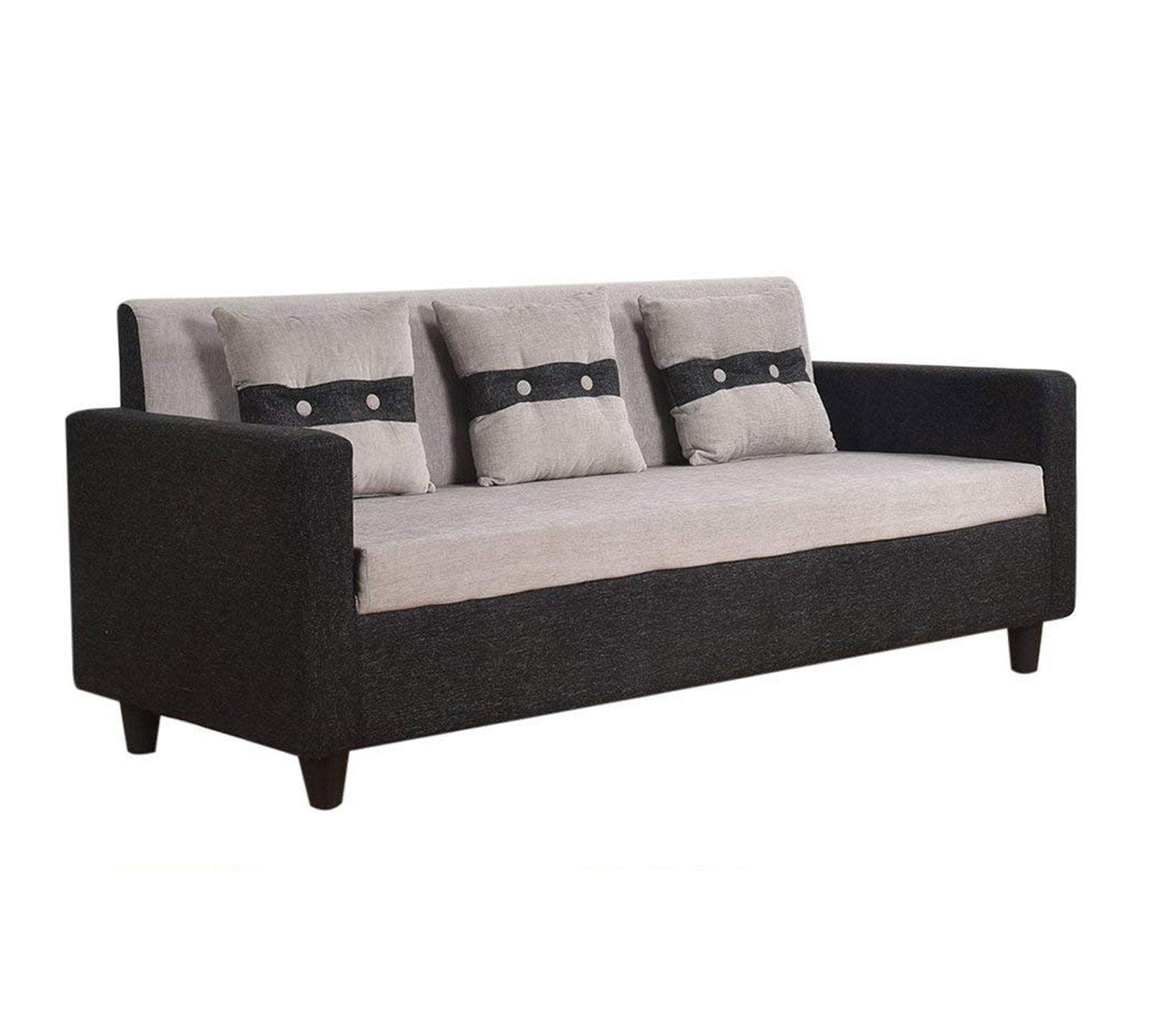 3 Seater Fabric Sofa in Wooden Frame Base -
