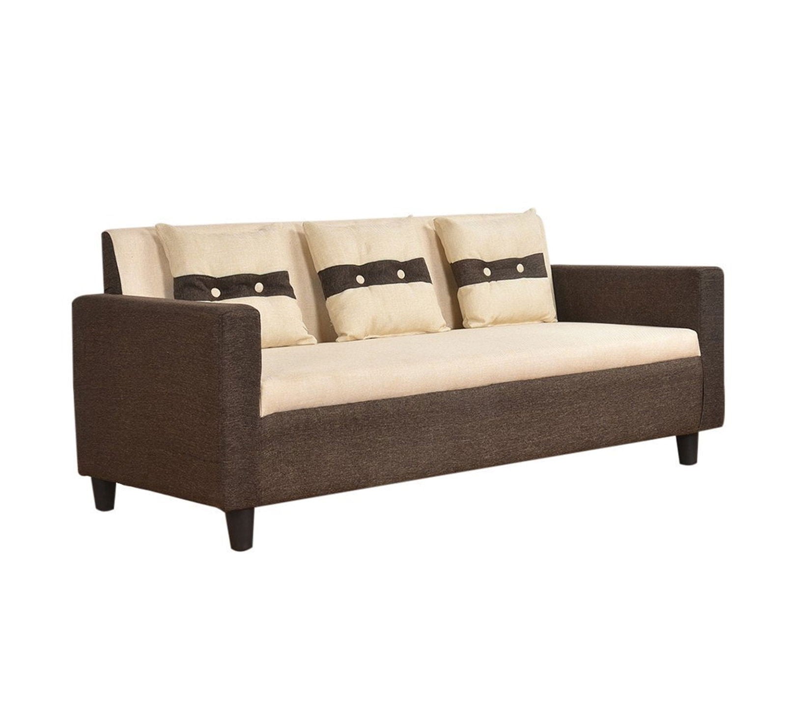 3 Seater Fabric Sofa in Wooden Frame Base -