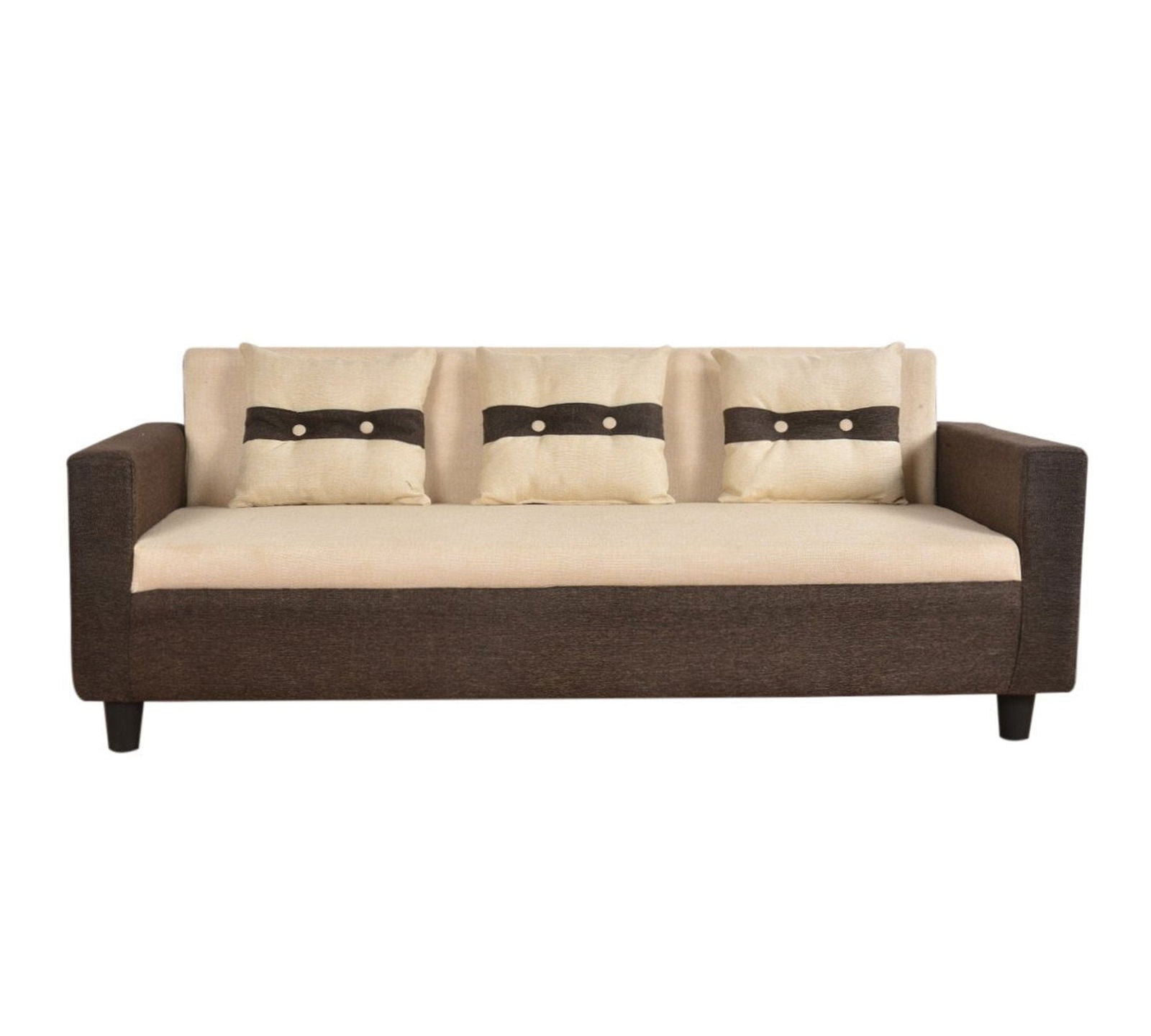 3 Seater Fabric Sofa in Wooden Frame Base -