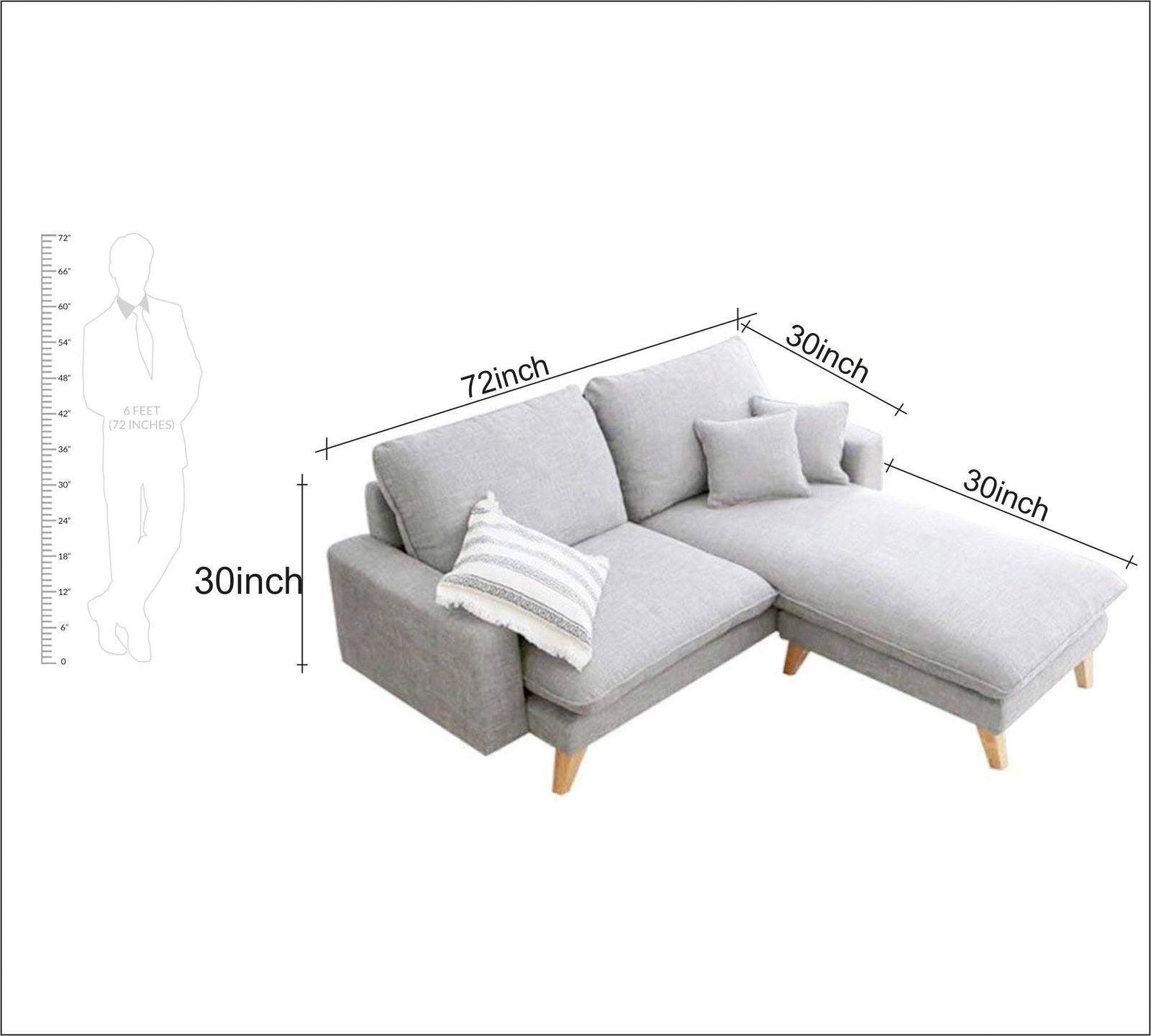 3 Seater Fabric Sofa with Chair in Wooden Base -
