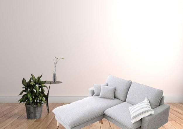 3 Seater Fabric Sofa with Chair in Wooden Base -